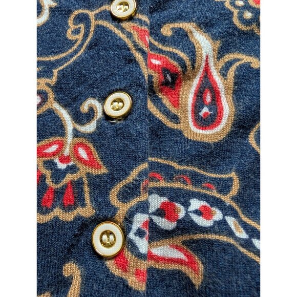 Charter Club Womens Paisley Button Cardigan Sweater M 100% Cotton Navy/Red - Picture 3 of 7